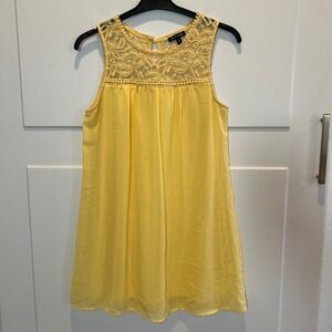 AS U Wish‎ Yellow Dress Womens Medium Lace Trim Sleeveless Casual Summer Party